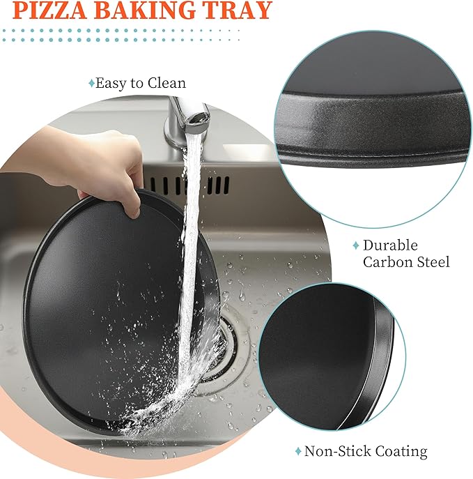 Pizza Pan for Oven, 12” Pizza Pan Compatible with Breville Smart Oven BOV800XL BOV845 BOV900, Non-Stick Pizzas Tray for Breville Toaster Ovens Accessories, Replacement for Breville Pizzas Pans