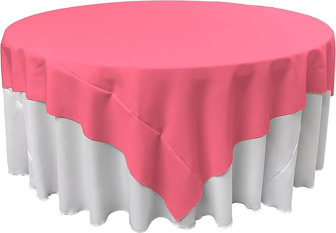 LA Linen Polyester Poplin Washable Square Tablecloth, Stain and Wrinkle Resistant Table Cover 72x72, Fabric Table Cloth for Dinning, Kitchen, Party, Holiday 72 by 72-Inch, Hot Pink