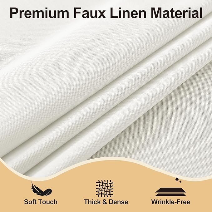 JIUZHEN Round Textured Table Cloth Linen Wrinkle Free Stain Resistant Farmhouse Decorative Circular Tablecloth for Kitchen, Dining, Party, Wedding, Outdoor Use (50 Inch Round,White)