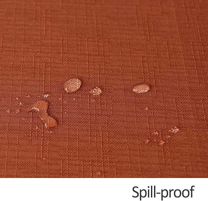 maxmill Rectangle Slubby Textured Tablecloth Waterproof Spillproof Wrinkle Free Fall Table Cloth, Kitchen Dining Room Thanksgiving Decoration, Fabric Table Cover Halloween Party, 52 x 70 Inch, Rust