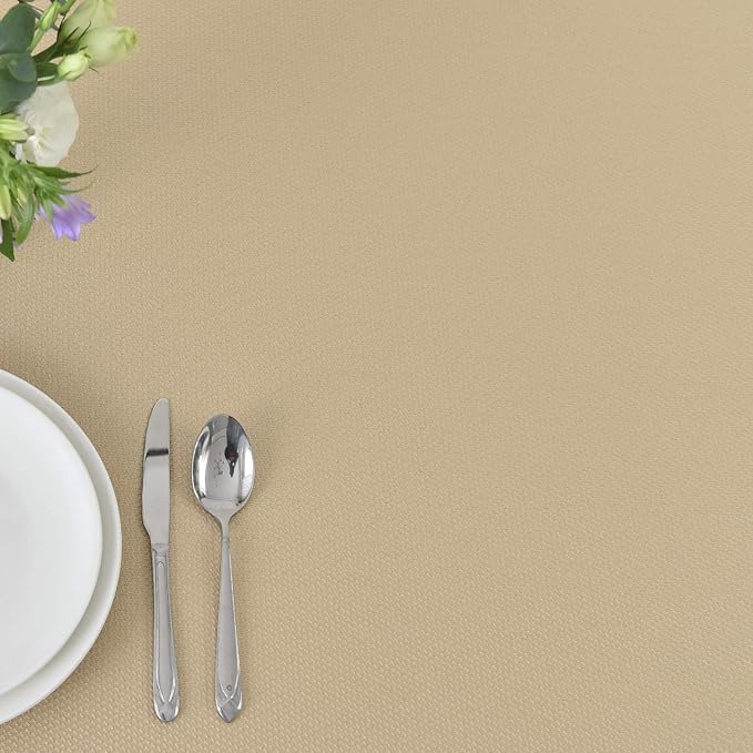 maxmill Jacquard Square Tablecloth Stain Resistant Waterproof Wrinkle Resistant Washable Soft Table Cloth, Decorative Fabric Table Cover for Dining Room, Indoor and Outdoor Use, 52 x 52 Inch, Beige
