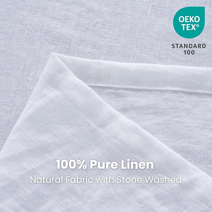 Simple&Opulence White Linen Tablecloth for Rectangle Tables-60×84 Inch, 100% Linen Farmhouse Tablecloth 6-8 Seat Dining Table, Durable Stonewashed Tablecloth for Banquet, Dinner, Wedding