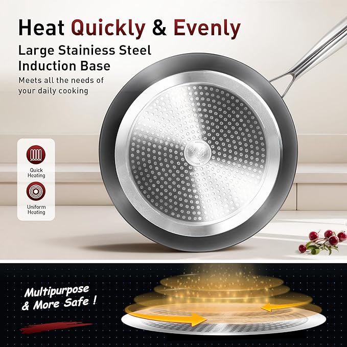 MAISON ARTS Hard Anodized Nonstick Frying Pans Set 2 Piece, 10" and 12" Ceramic Coating Skillets