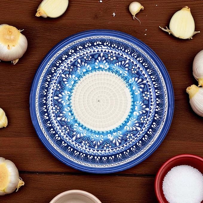 Ceramic Grater Bowl, Garlice Grater Plate, Handmade Ginger Grater, Mincer Bowl for Cheese &Vegetables, Ceramic Decorative Mincer, Hand Dish for Garlic (Festive Mandala)