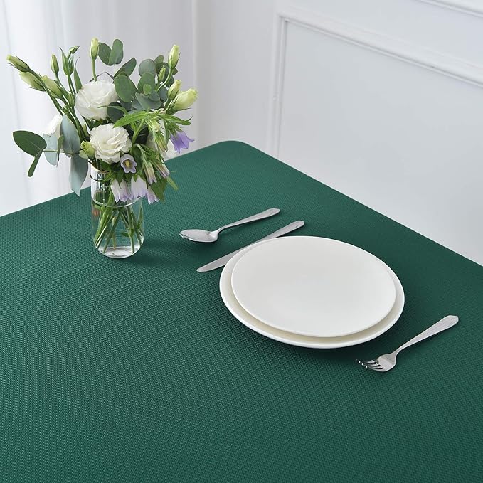 maxmill Jacquard Square Tablecloth Waterproof Spillproof Wrinkle Resistant Soft Textured Table Cloth for Dinner and Party Washable Soft Fabric, Indoor and Outdoor Use, 60 x 60 Inch, Hunter Green