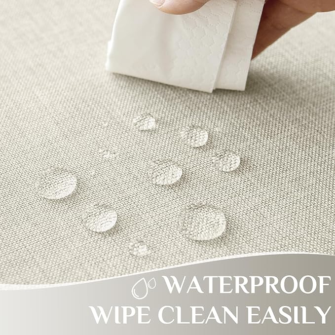 Softalker Large Cream Table Cloths Rectangular 60x104 inch Faux Linen Tablecloth Outdoor Waterproof Stain and Wrinkle Resistant Table Cover for 6/8 Foot Rectangle Dining Table for Party Graduation