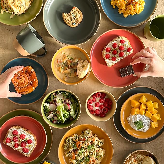 Mora Ceramic Artisan Matte Dinner Plates Set of 6, 10 inch Dish Set - Microwave, Oven, and Dishwasher Safe, Scratch Resistant, Modern Rustic Dinnerware- Kitchen Porcelain Serving Dishes