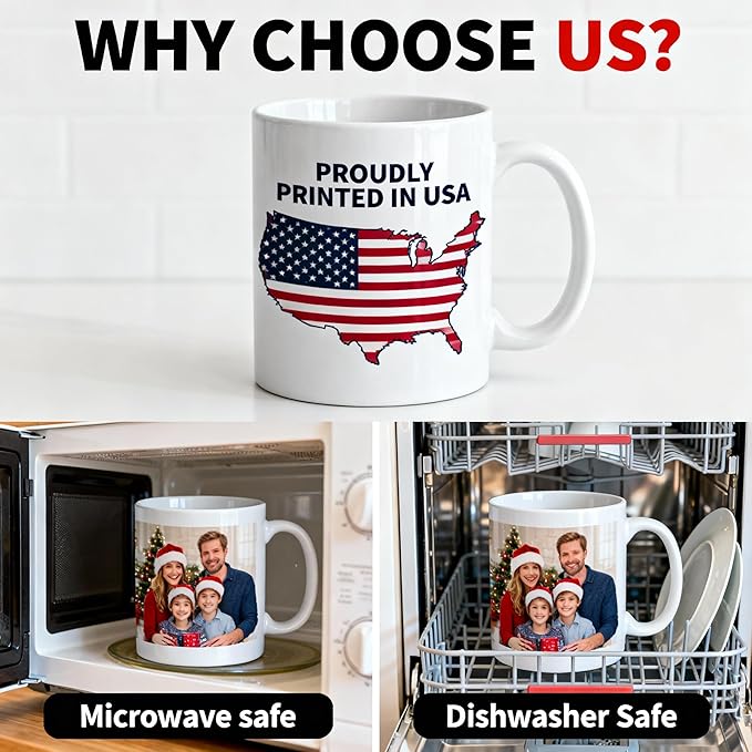 Custom Ceramic Coffee Mug 11oz - Customized Mugs Double Sides with Personalized Photo,Text Funny Cute Gifts For Dad, Mom, Women, Men Christmas, Birthday, Party Taza Personalizada Tea Cup