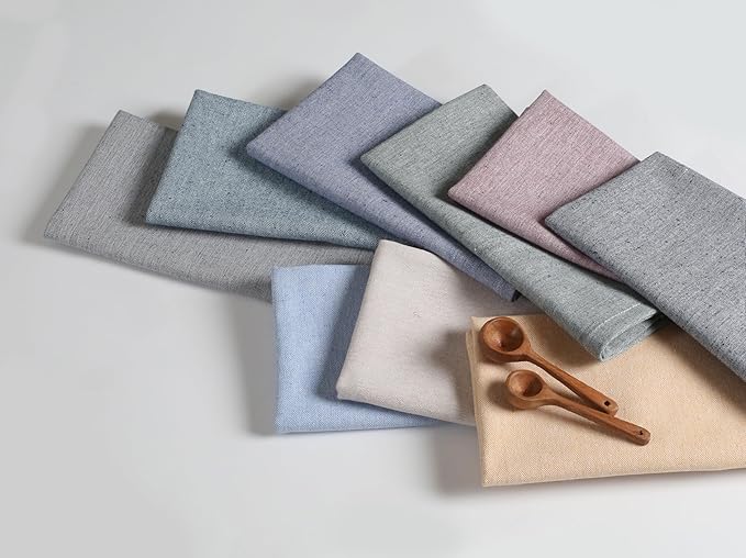 Native Fab Solid Cloth Napkin Set of 4, 100% Chambray Cotton, Washable, Reusable Dinner Cloth Napkin 17x17 inches, Table Decor Napkins for Dinner, Events, Mustard Yellow