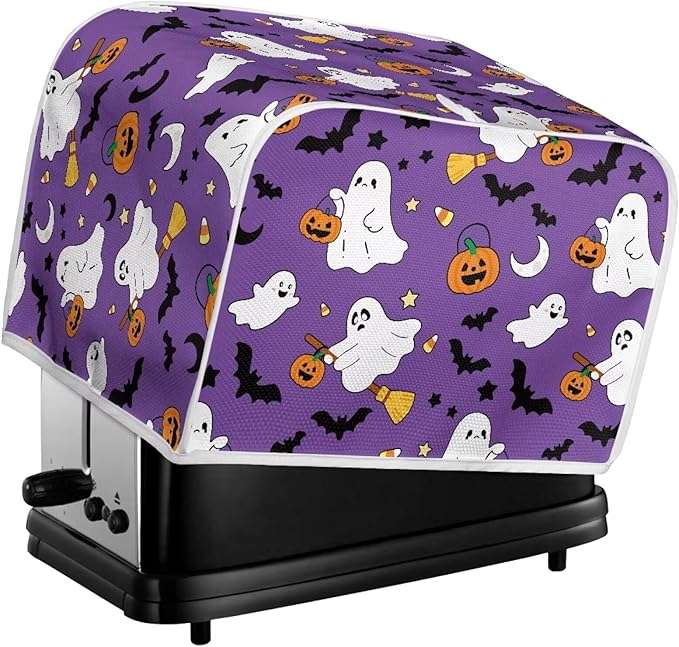 Doojoayie 4 Slice Toaster Cover Cute Ghost Small Appliance Cover Dustproof Toaster Halloween Decor Machine Protection for Most Standard Toasters