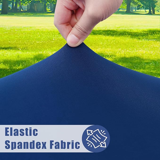 Round Spandex Tablecloth, Elastic Fitted Waterproof Tablecloths for 42"-50" Tables, Stretch Washable Picnic Table Cover for Camping, Dining, Indoor and Outdoor, Navy