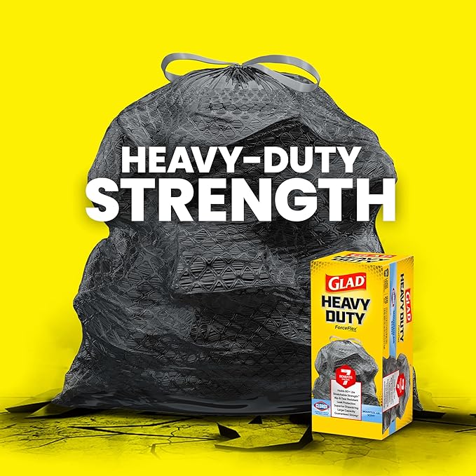 Glad ForceFlex Heavy Duty Trash Bags With Clorox, Mountain Air, 30 Gal, 50 Ct (Package May Vary)