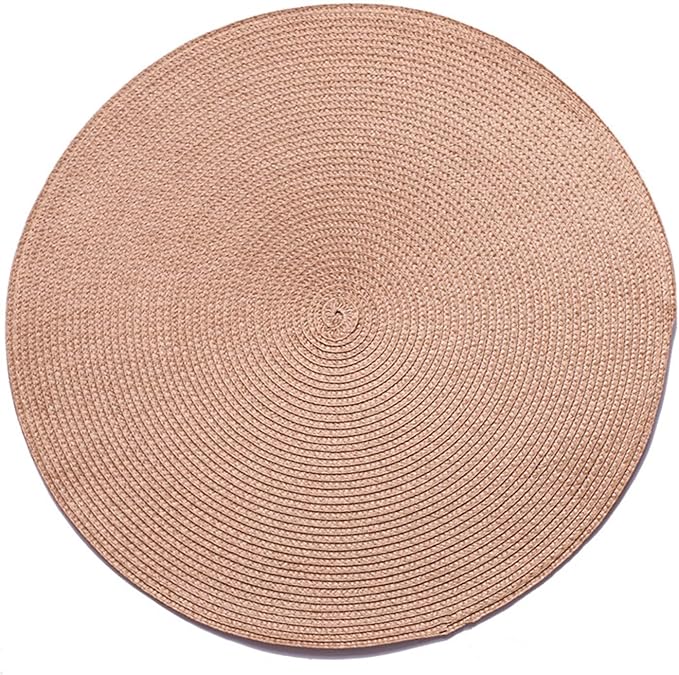 38CM Round Placemat Kitchen Dining Table Mats Steak Pad Anti-Scalding Insulation Nordic Hotel Restaurant Home Decor(Coffee Colour)