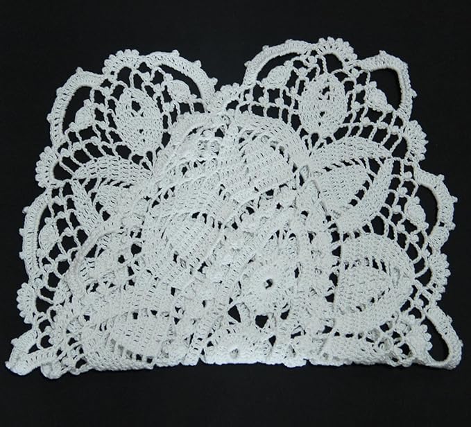 BIBITIME Lace Tablecloth Doily Handmade Crochet Placemat Women Vase Mat Kitchen Table Runner (2PCS- 12 x 22 in, White)