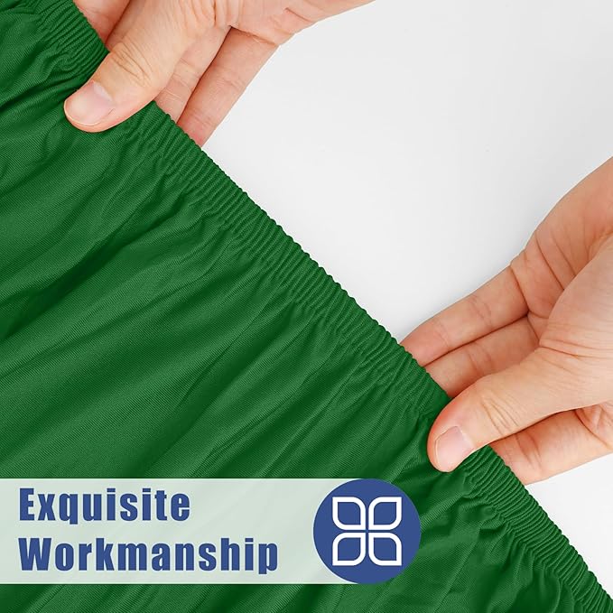 Round Spandex Tablecloth, Elastic Fitted Waterproof Tablecloths for 45"-56" Tables, Stretch Washable Picnic Table Cover for Camping, Dining, Indoor and Outdoor, Emerald Green