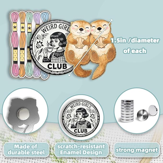 Needle Minder for Keeping Sewing & Embroidery Needles – Magnetic Needlepoint Holder, Cross Stitch Supplies – Secure & Decorative Needle Minders for Stitching & Crafting (Embroidery Threads)