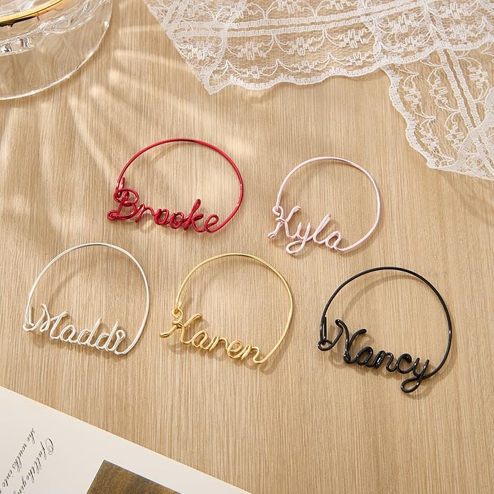 Wine Glass Charms Personalized for Wedding, Bridal Shower, Baby Shower, Retirement or Engaged Party - Custom Name Drink Tag for Champagne Stem Glass - Bachelorette Party Favors for Girls Weekend Trip