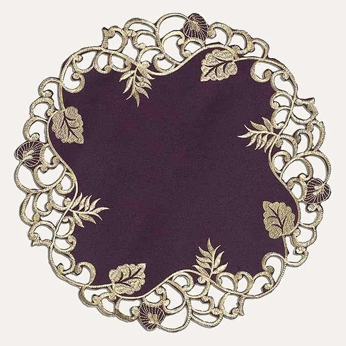 Decozen Set of 12 Doilies for Table, Lace Doilies - Rustic, Crochet, Farmhouse, Kitchen, Dining Table Centerpiece Decor - Round Christmas Placemats - 15 inch Gold Black, The Tarantino Collection
