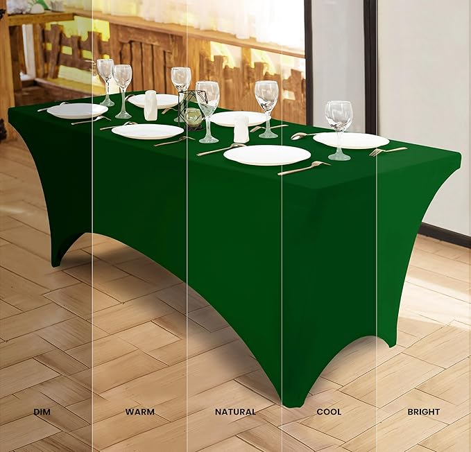 Utopia Kitchen Spandex Tablecloth 2 Pack [6FT, Emerald Green] Tight, Fitted, Washable and Wrinkle Resistant Stretch Rectangular Patio Table Cover for Event, Wedding & Parties [72Lx30Wx30H Inch]