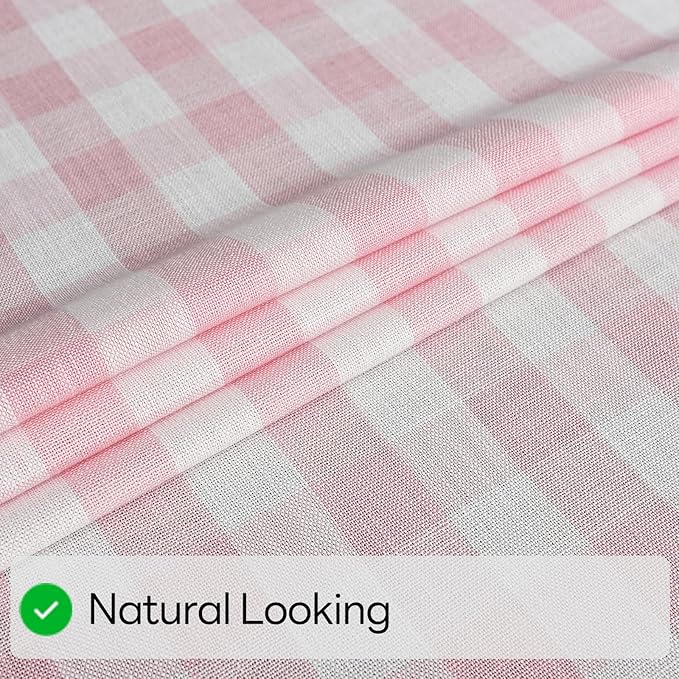 Gingham Table Cloth for Rectangle Tables Pink Checkered Plaid Tablecloth Heavy Duty Cotton Blend Washable & Wrinkle Table Cover for Outdoor Kitchen Dining Picnic Camping (52x86 Inch)