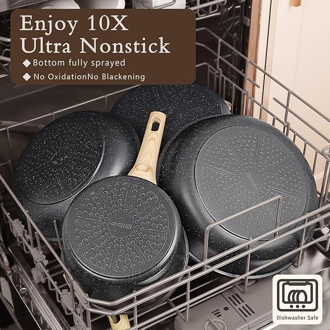 GIPP 22 Piece Pots and Pans Set No stick- Nonstick Ceramic Cookware Sets, Non-toxic Healthy Kitchen Cooking Set/Frying Pans Set, Dishwasher Safe, PFAS PTFE PFOA PFOS Free