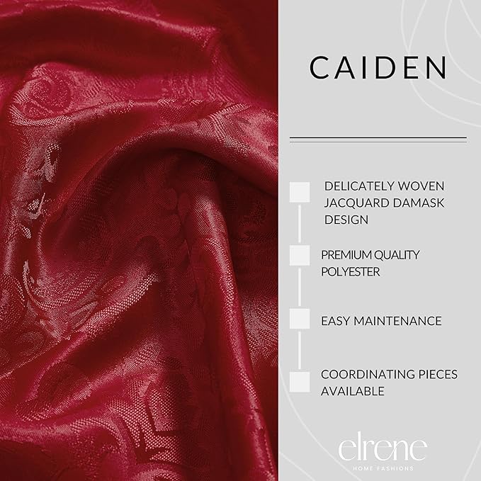 Elrene Home Fashions Caiden Elegance Damask Waterproof, Stain & Wrinkle Resistant Fabric Tablecloth, 52" x 70" Oblong/Rectangle, Red