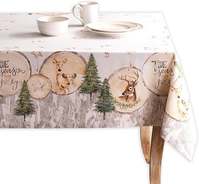 Maison d' Hermine Table Cloth Rectangle Table 100% Cotton 70 x 108 Inches Fall Tablecloth Reusable Everyday Use for Thanksgiving Christmas Decorations Dining Farmhouse Party (Mountain Life)