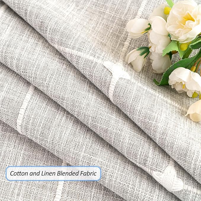 SIELUNO Farmhouse Tablecloth Cotton Linen Waterproof Burlap Table Cloth Rectangle Table Cloths for Kitchen Dinning Tabletop Decoration-Grey Plaid-Square, 55''x55'', 4 Seats
