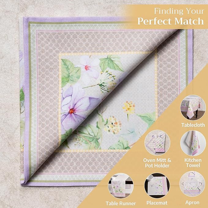 Maison d' Hermine Cloth Napkins Set of 4 100% Cotton Everyday Reusable Square Napkins Cloth Washable Dinner Wedding Restaurant Valentines Day Decorations Spring/Summer (Magnolia Mornings, 20" x 20")
