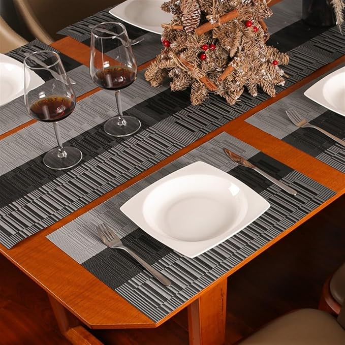Sets of 6 Placemats Simple Table Place Mats and Coasters Premium Heat Washable Tableware Dining Table Mats(Red)
