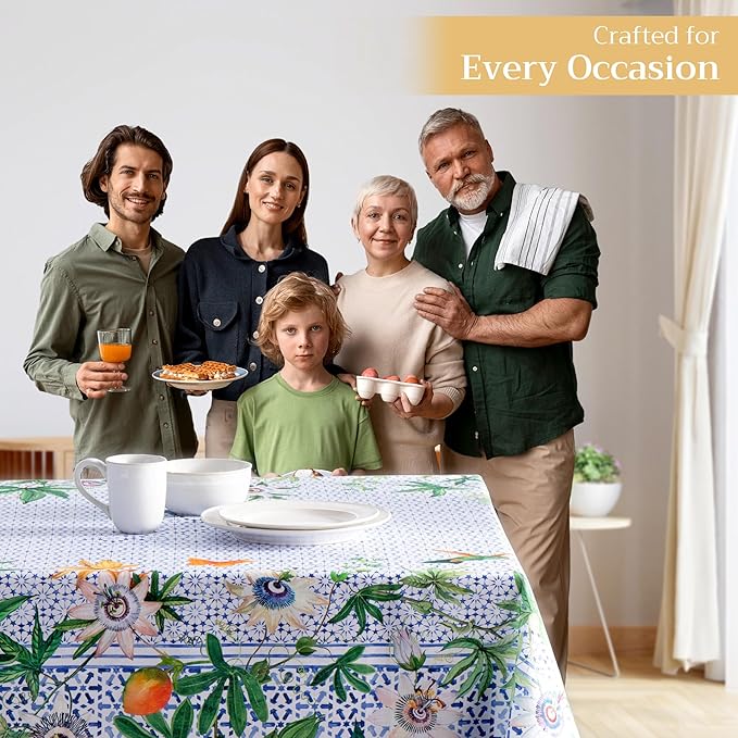 Maison d' Hermine Table Cloth Square Table 100% Cotton 54 x 54 Inches Tablecloth Reusable Decorative for Dining Room Farmhouse Home Valentines Day Decorations Spring Summer - Passiflora