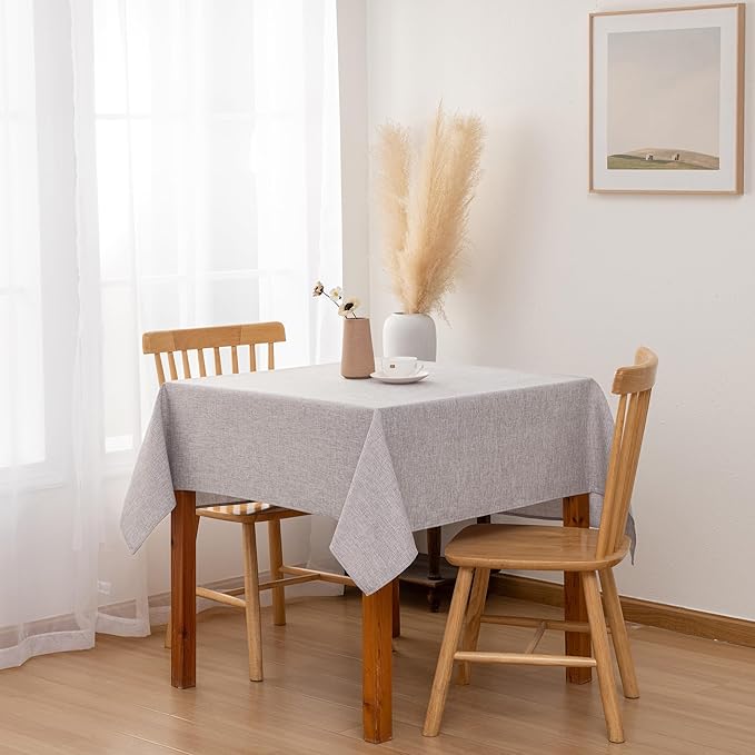 Hiasan 2 Pack Faux Linen Square Tablecloth - Wrinkle and Stain Resistant Washable Table Cloth for Kitchen Dining Room Holiday Table Cover for Party Dinner, Stone, 54 x 54 Inch