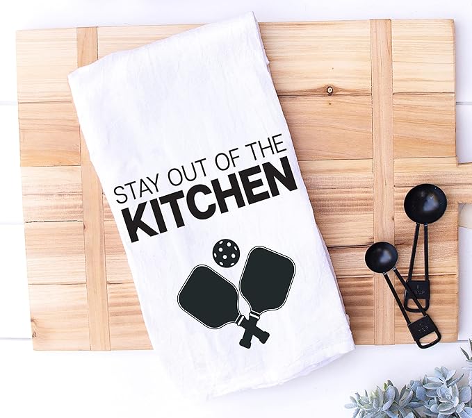 Funny Kitchen Towel - Pickleball Dish Cloth Set with Stay out of the Kitchen and Dink Responsibly Gift for Him or Her - Retirement - Christmas - Mothers Day - Fathers Day - Birthday (Dink/Kitchen Set)