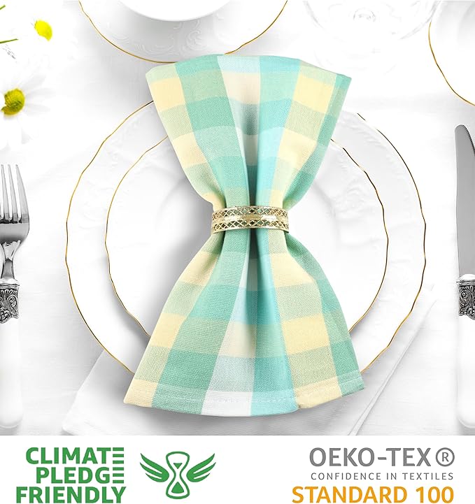 Urban Villa Cloth Napkins Set of 12 20x20 Inches 100% Cotton Napkins Cloth Washable Soft Durable Reusable Absorbent Table Dinner Napkins Cloth for Hotel Lunch Restaurant Weddings Parties-Green Sand