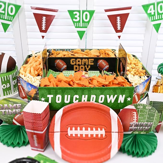 Gatherfun Football Party Supplies Kit - Tailgate, Birthday & Party Food Tray Set | Football Party Decorations & Favors