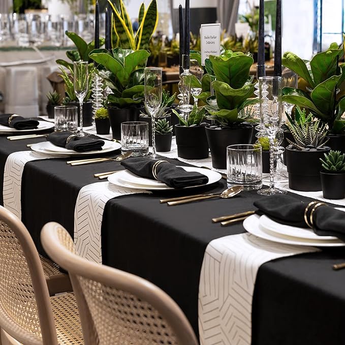 sancua 8 Pack Black Tablecloth 60 x 120 Inch, Rectangle Table Cloth for 8 Feet Tables - Stain and Wrinkle Resistant Washable Polyester Table Cover for Dining Tables, Buffet Parties and Camping