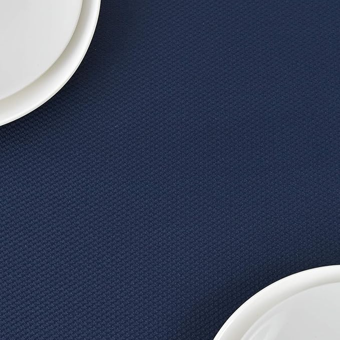 maxmill Rectangle Textured Tablecloth Waterproof Spillproof Wrinkle Free Table Cloth, Kitchen Dinning Tabletop Decoration, Fabric Table Cover for Outdoor and Indoor Use, 52 x 70 Inch, Navy Blue