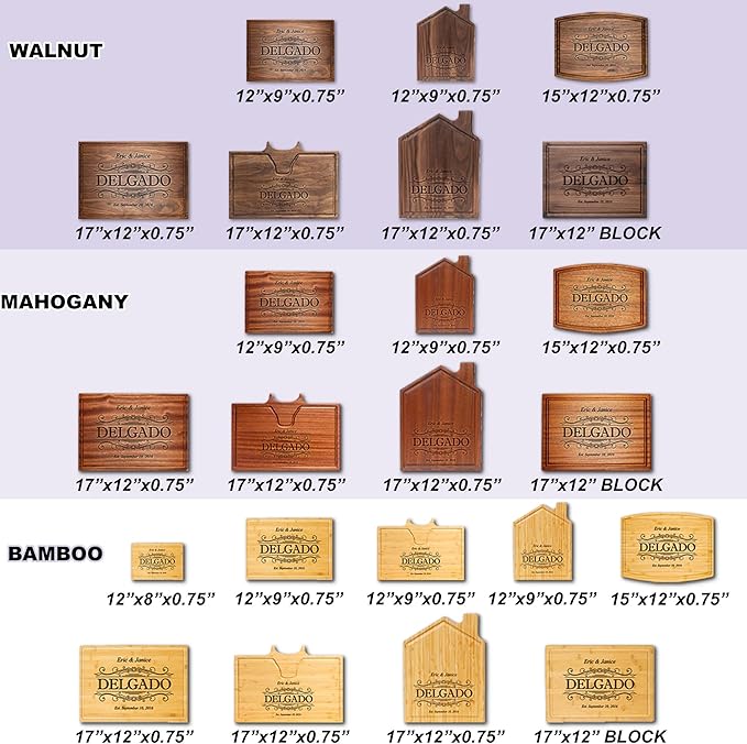 Straga Personalized Cutting Board-Custom Engraved Charcuterie Board-Best Wedding Gift Idea for Couples 2026, Newlyweds-Anniversary,Housewarming,Handcrafted in USA-Premium Walnut,Mahogany Hardwood 002