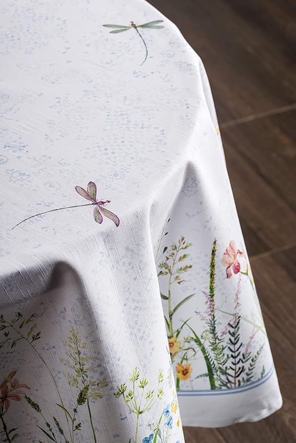 Maison d' Hermine Table Cloth Round Table 100% Cotton 69 Round Inches Tablecloth Reusable Decorative for Dining Room Farmhouse Home Valentines Day Decorations Spring Summer - Fleurs De Mai
