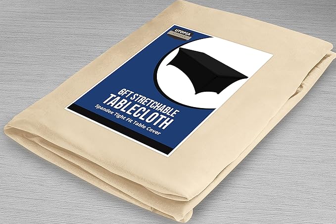 Utopia Kitchen Spandex Tablecloth 1 Pack [6FT, Champagne] Tight, Fitted, Washable and Wrinkle Resistant Stretch Rectangular Patio Table Cover for Event, Wedding, Banquet & Parties [72Lx30Wx30H Inch]