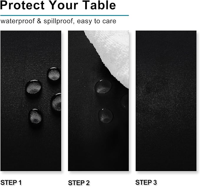 Hiasan Black Rectangle Tablecloth - Waterproof Washable Polyester Fabric Table Cloth for Party, Wedding, Banquet and Restaurant, 90 x 156 Inch