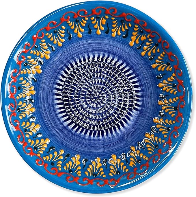 Ceramic Grater Bowl, Garlice Grater Plate, Handmade Ginger Grater, Mincer Bowl for Cheese &Vegetables, Ceramic Decorative Mincer, Hand Dish for Garlic (Sultan Light Blue)