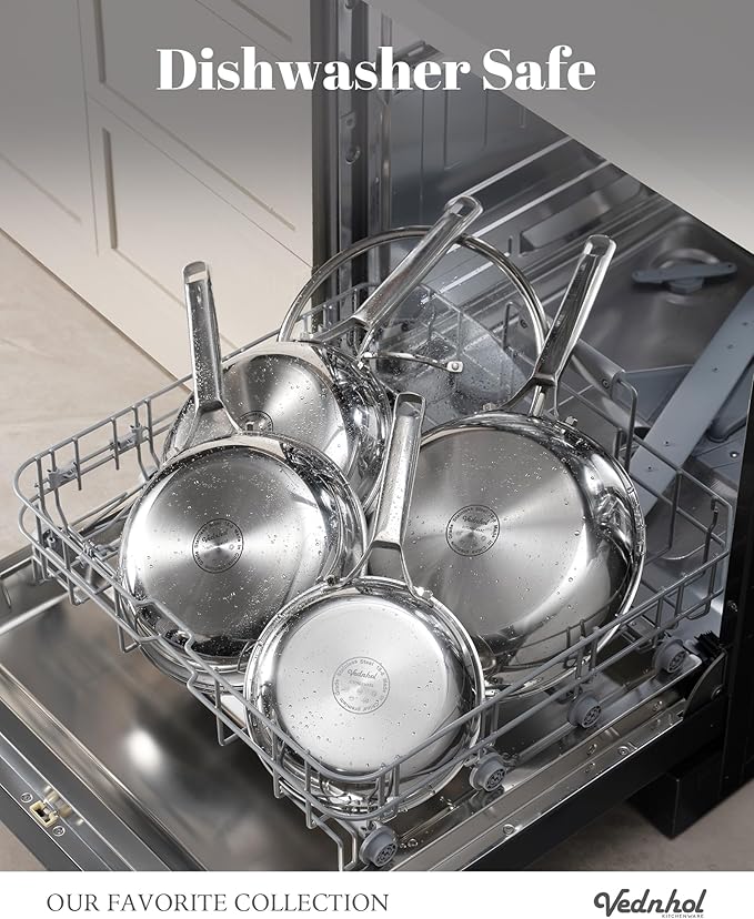 Stainless Steel Pan with Lid,12 Inch Stainless Steel Frying Pan,Tri-Ply Stainless Steel Skillet,Steel Pan for Cooking,PFOA&PTFE Free,Dishwasher and Oven Safe,Induction&All Stove Compatible
