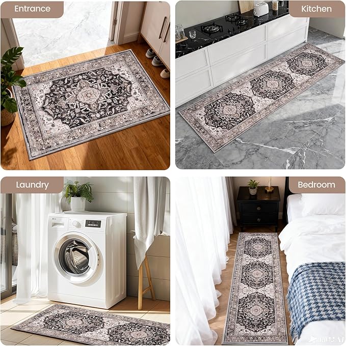 Kitchen Rug Set 3Pcs, Boho Rug Sets Non Slip Washable for Floor Thick Farmhouse Kitchen Decor Runner Rugs for Kitchen, Entryway，Laundry, Hallways 20''x32''+20''x48''+20''x59