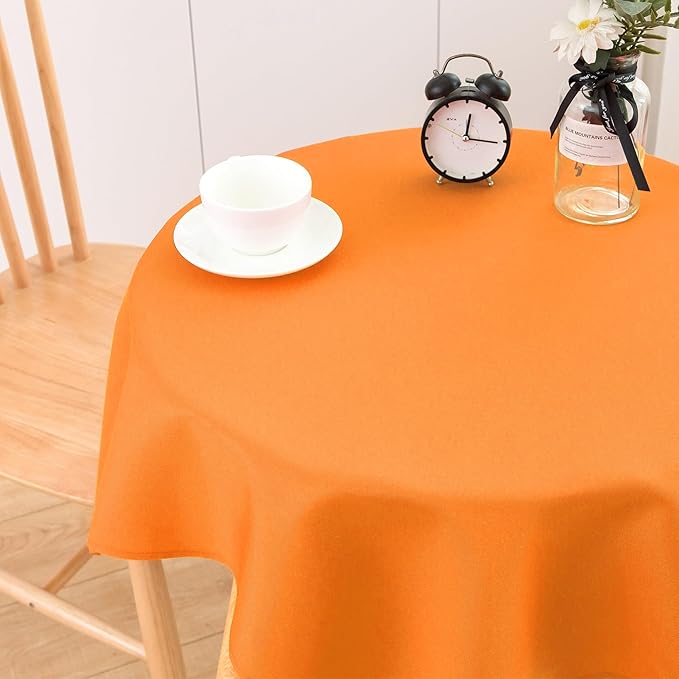 2 Pack Small Square Table Cloth 36X36 Inch Orange Washable Fabric Tablecloth Polyester Solid Table Cover for Night Stand End Table Side Table Outdoor Indoor