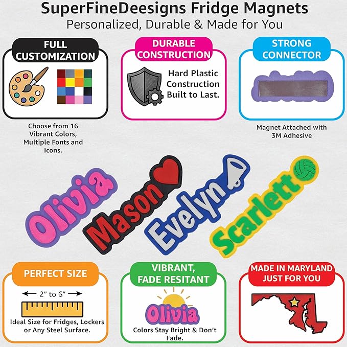 Custom Magnets for Fridge and Locker – 3D Printed Two-Color Name Design with Soccer Icon – Personalized Magnets with Strong Grip & Made of Durable PLA