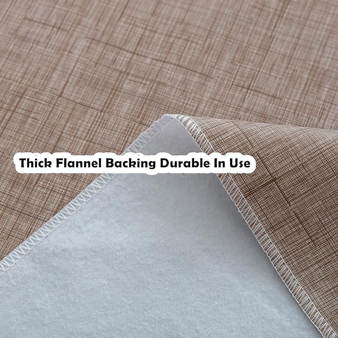 Pioggia Vinyl Tablecloth with Flannel Backing Rectangle Waterproof Oil-Proof Plastic Table Cloth Wipeable PVC Table Cover for Indoor and Outdoor (Linen, 60 x 120 Inch)