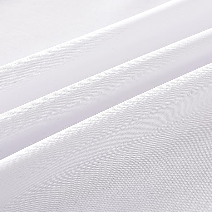 2-Pack Round 120-inch White Table Cloths, Solid Stain and Wrinkle Resistant Circular Tablecloth, Premium Plain Weave Polyester Fabric Table Linen Covers for Hotel, Banquet
