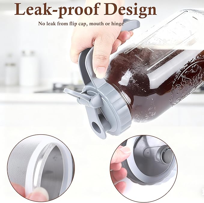 64 OZ Cold Brew Coffee Maker 2 Quart Mason Jar Glass Iced Tea Pitcher With Stainless Steel Filter Half Gallon Pitcher With Spout Lid For Iced Coffee,Tea & Lemonade,Sun Tea Airtight & Leak-Proof