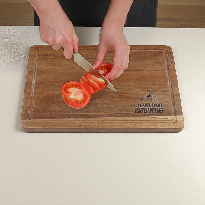 The Memory Company Officially Licensed NFL Acacia Cutting Board – 11.7" x 15.7" Durable Wood Chopping & Serving Board with Team Logo